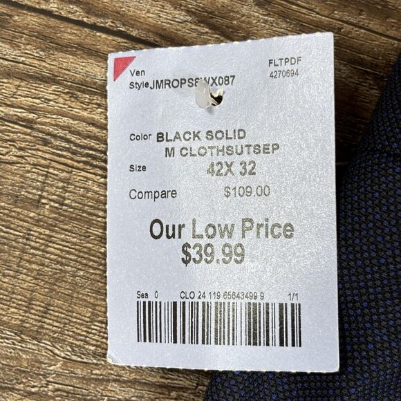 Van Heusen Manvell Dress Pants Men's 42x32 Navy Blue Slacks Flat Front Trousers - Picture 11 of 12